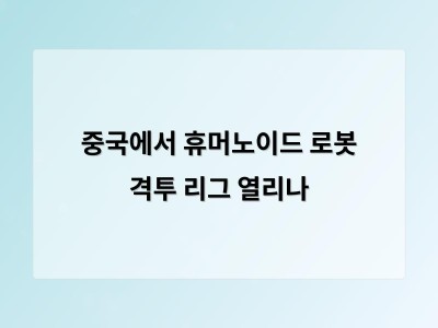 중국에서 휴머노이드 로봇 격투 대회가 열린다