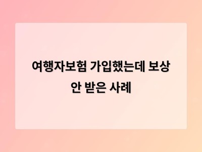 해외여행 보험 가입 시 실손형과 지수형 차이를 꼭 확인해야 하는 이유