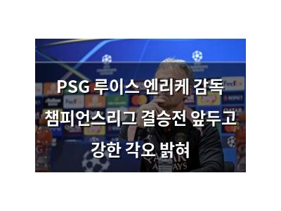PSG 루이스 엔리케 감독 챔피언스리그 결승전 앞두고 강한 각오 밝혀